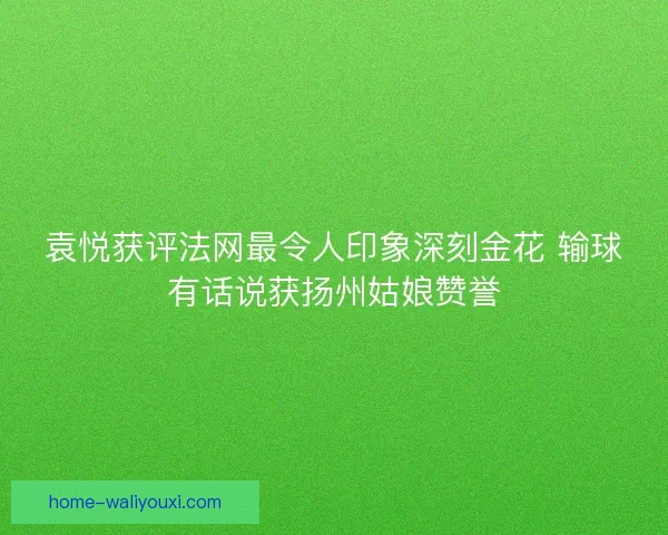 袁悦获评法网最令人印象深刻金花 输球有话说获扬州姑娘赞誉 袁悦获评法网最令人印象深刻金花 输球有话说获扬州姑娘赞誉