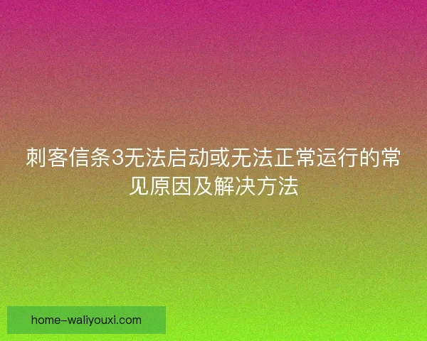 刺客信条3无法启动或无法正常运行的常见原因及解决方法